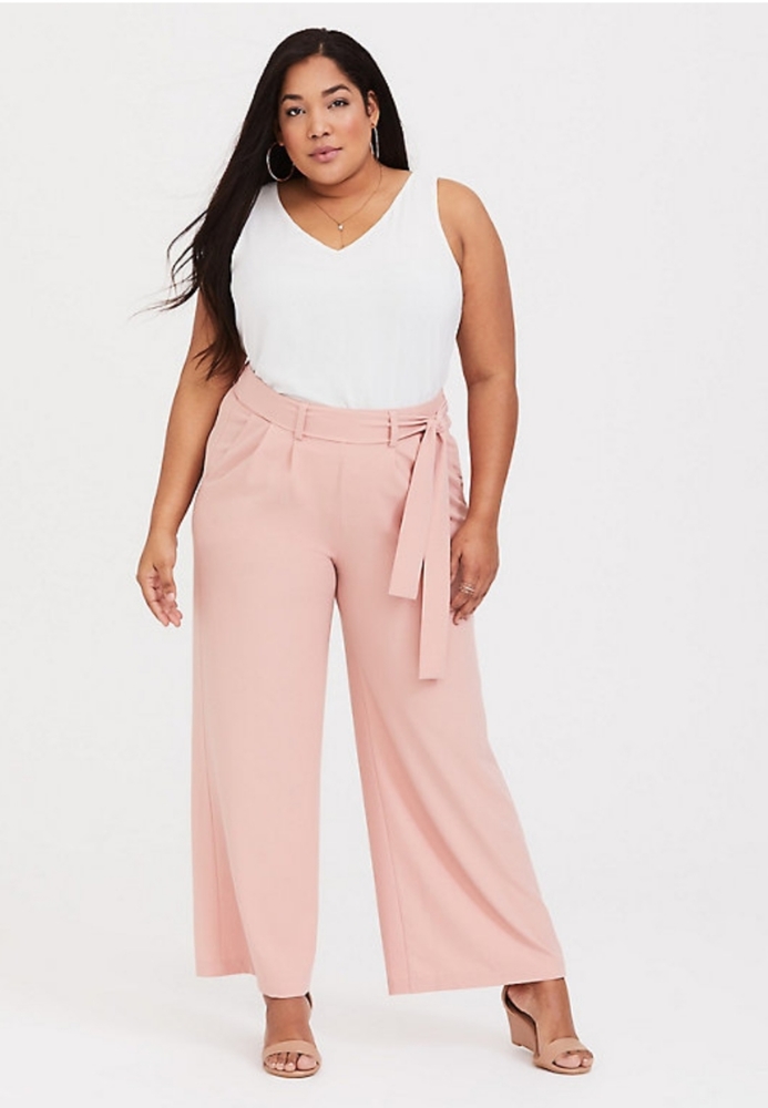 Torrid Pink Crepe Tie-Front Wide Leg Pant Sz 2X